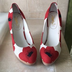 YSL Yves Saint Laurent Maryna Poppy Wedges